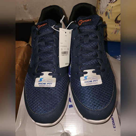 Skechers Other - NWT skechers sport wide fit 12 memory foam navy blue,  style keafer